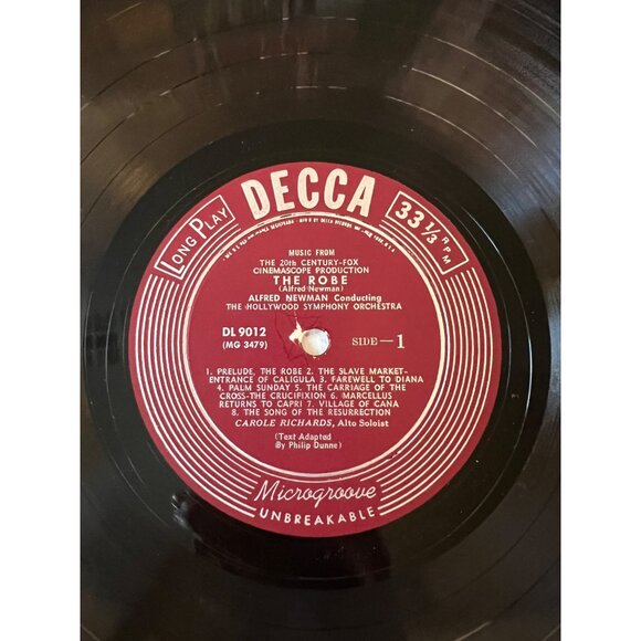 The Robe Soundtrack Alfred Newman Vinyl Record DL 9012 Vintage Album - Picture 2 of 5